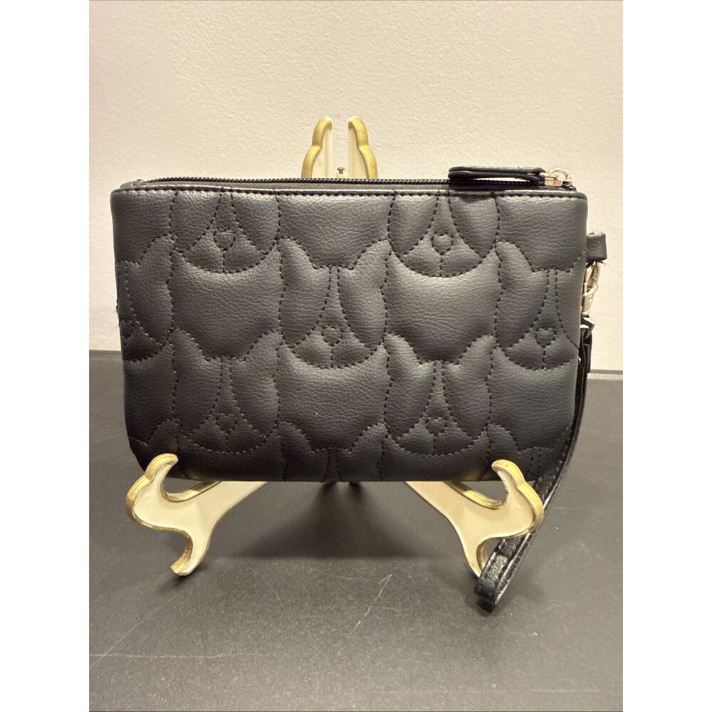 Luv Betsey Johnson French Bulldog Frenchie Quilted Wristlet Clutch Black - Picture 2 of 5